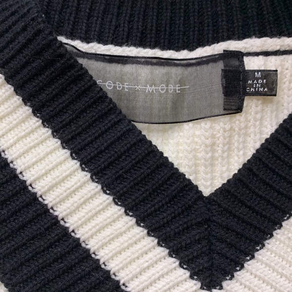 Code x mode v neck striped varsity ribbed pretty crop school sweater pullover md - Picture 6 of 6